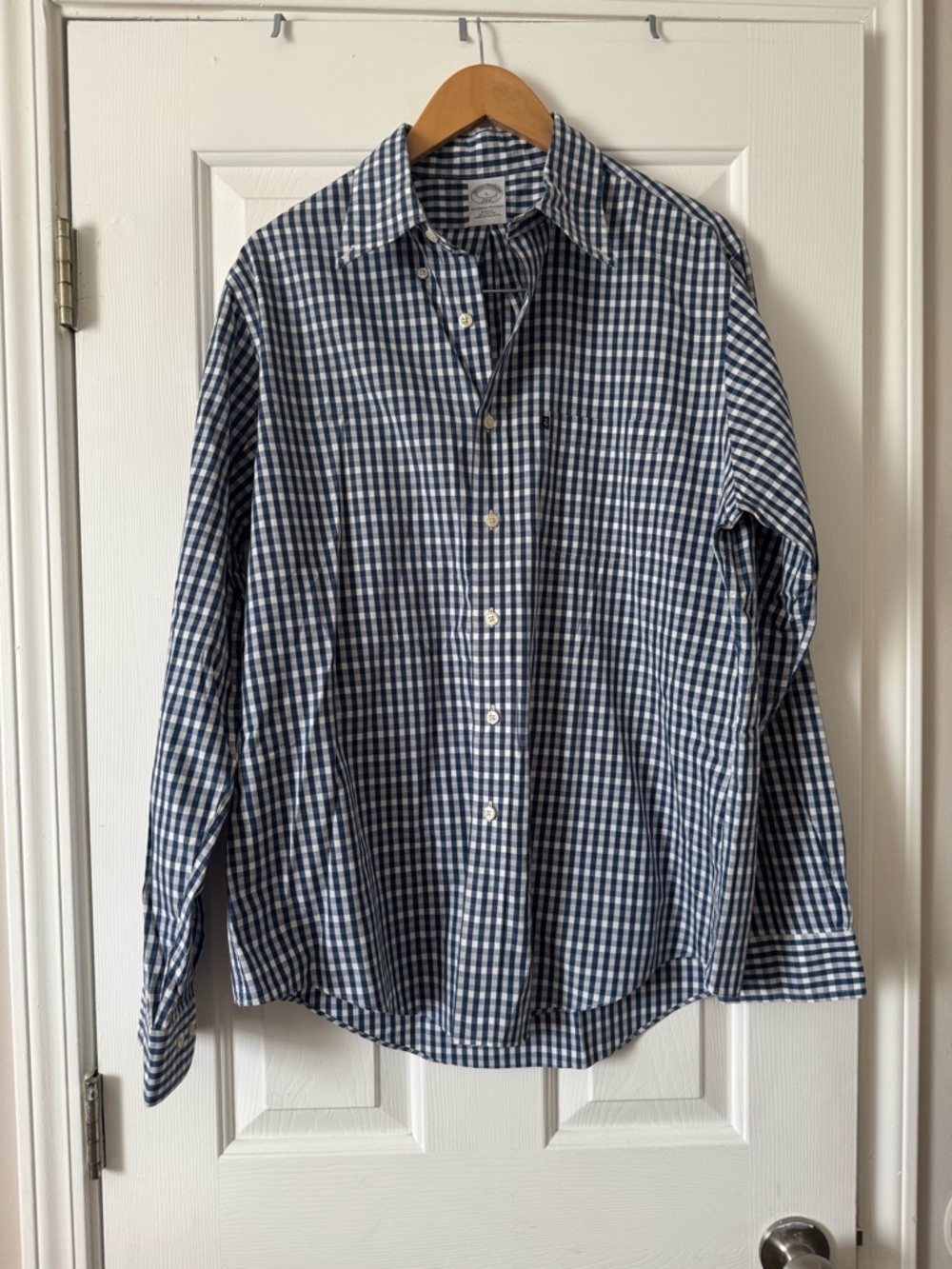 Brooks Brothers 346 Slim Fit Blue & White Gingham Shirt | Men’s Large